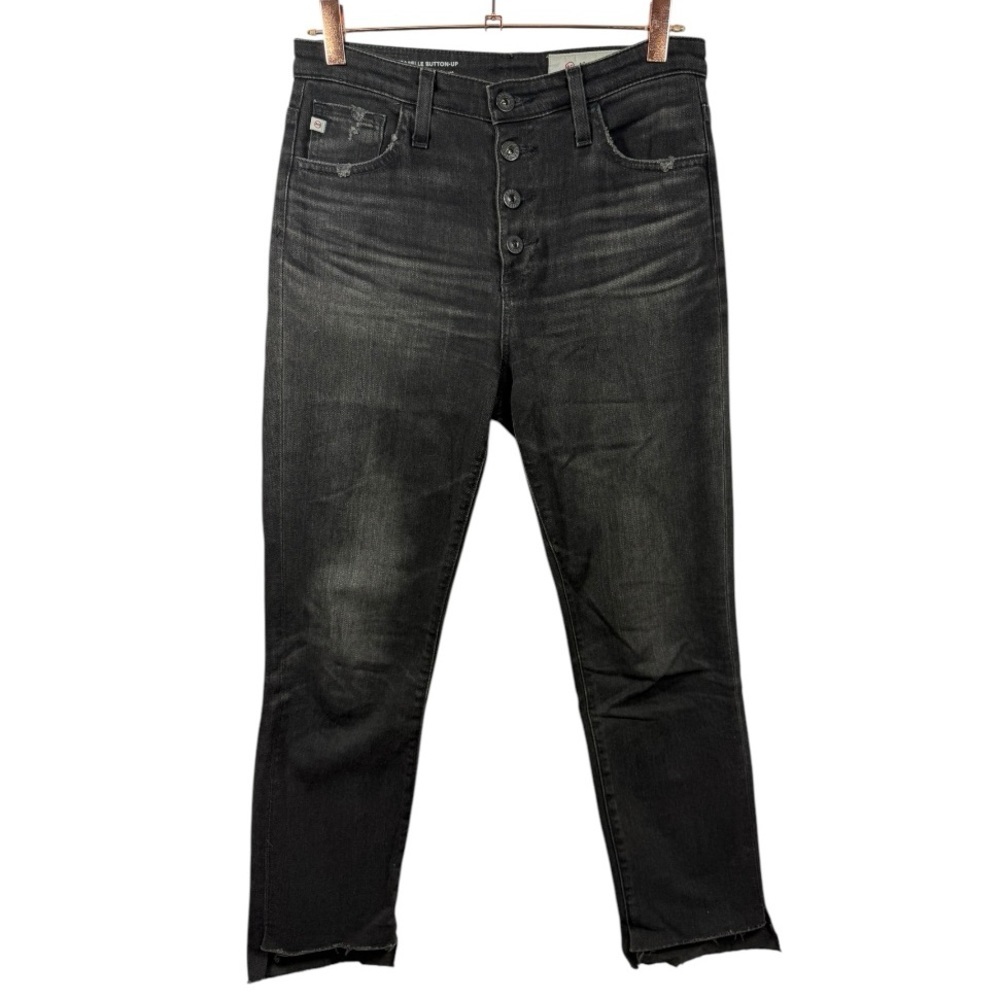Adriano Goldschmied Isabelle High Rise Button Up Straight Crop Jeans Black‎ 27